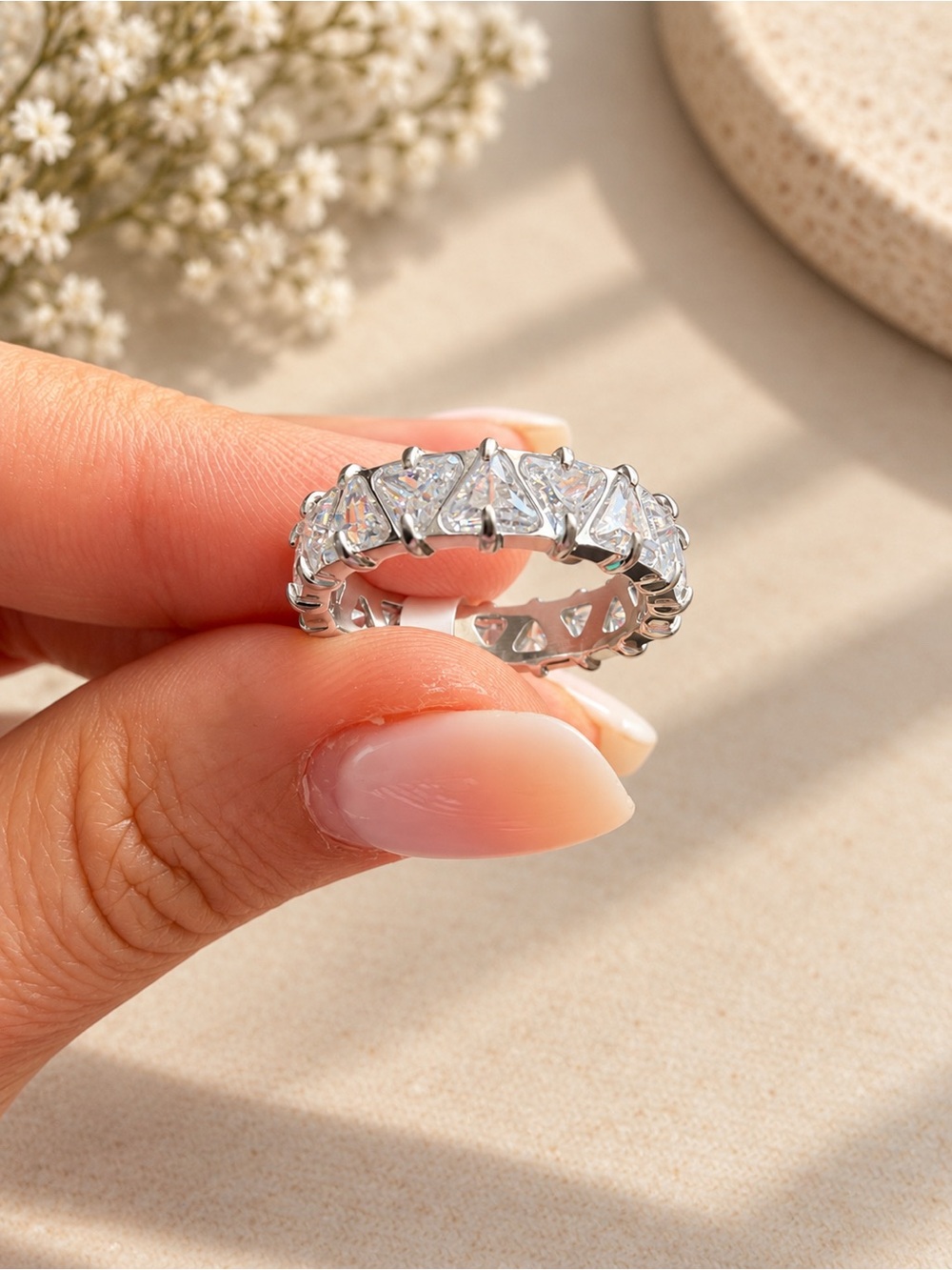 Silver Clear CZ Eternity Band